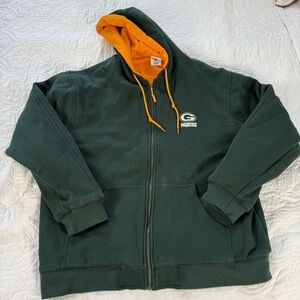 Green Bay Packers NFL Team Apparel Full Zip Hoodie Sweatshirt Jacket XXL EUC